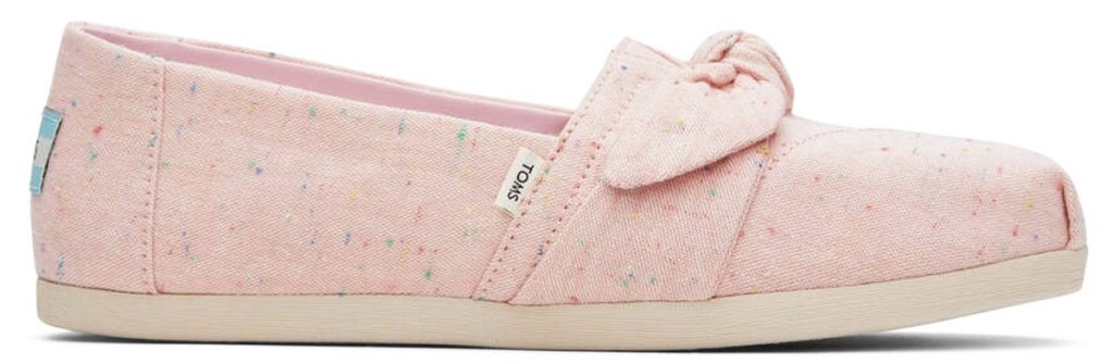 pink toms shoe with bow