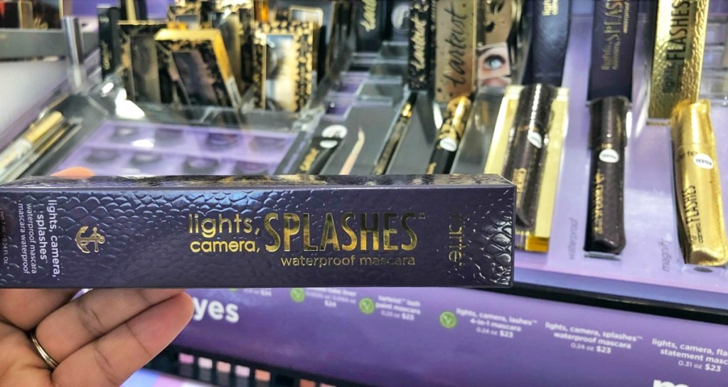 hand holding tarte mascara in store