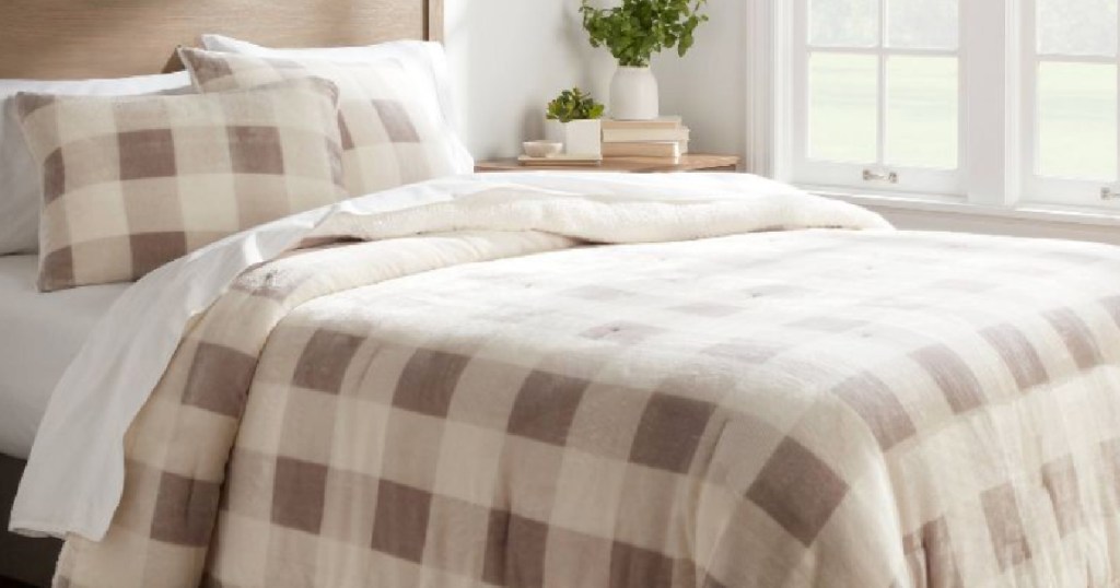brown plaid comforter set