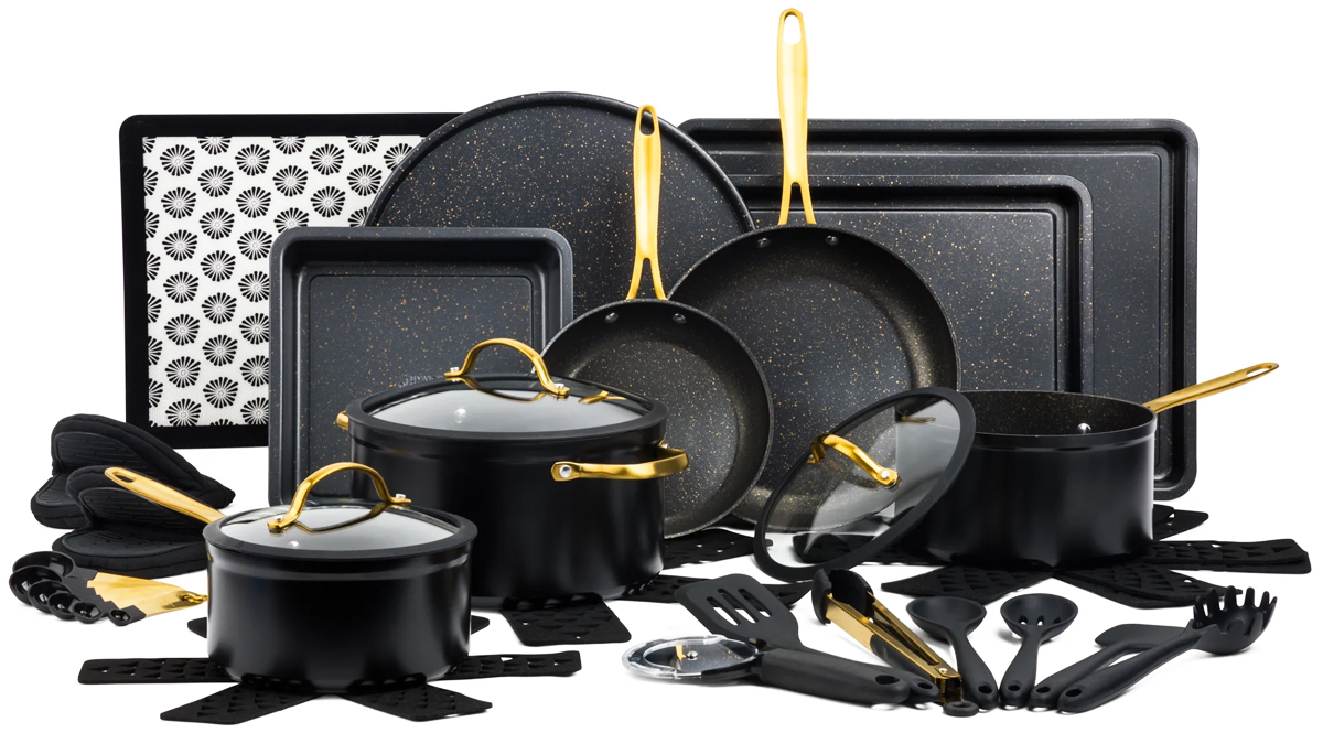 Thyme & Table 32-Piece Cookware & Bakeware Non-Stick Set, Black stainless  steel cookware set pots and pans set cookware set - AliExpress