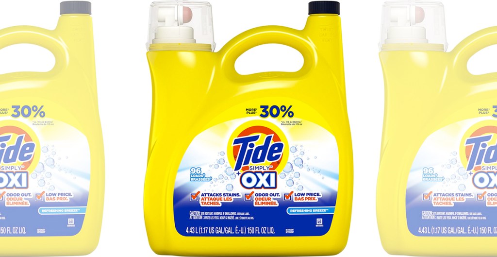 yellow bottles of tide simply laundry detergent
