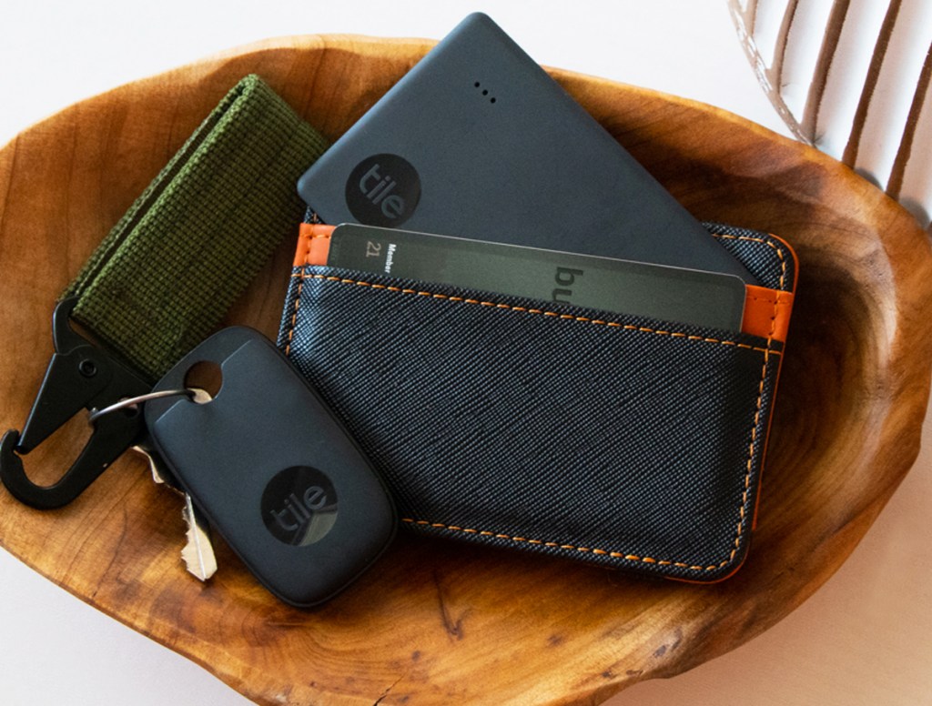 wallet and keys with tile trackers