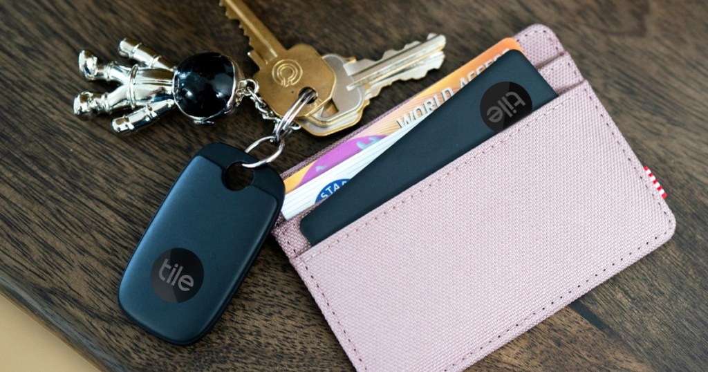 wallet and keys with tile trackers