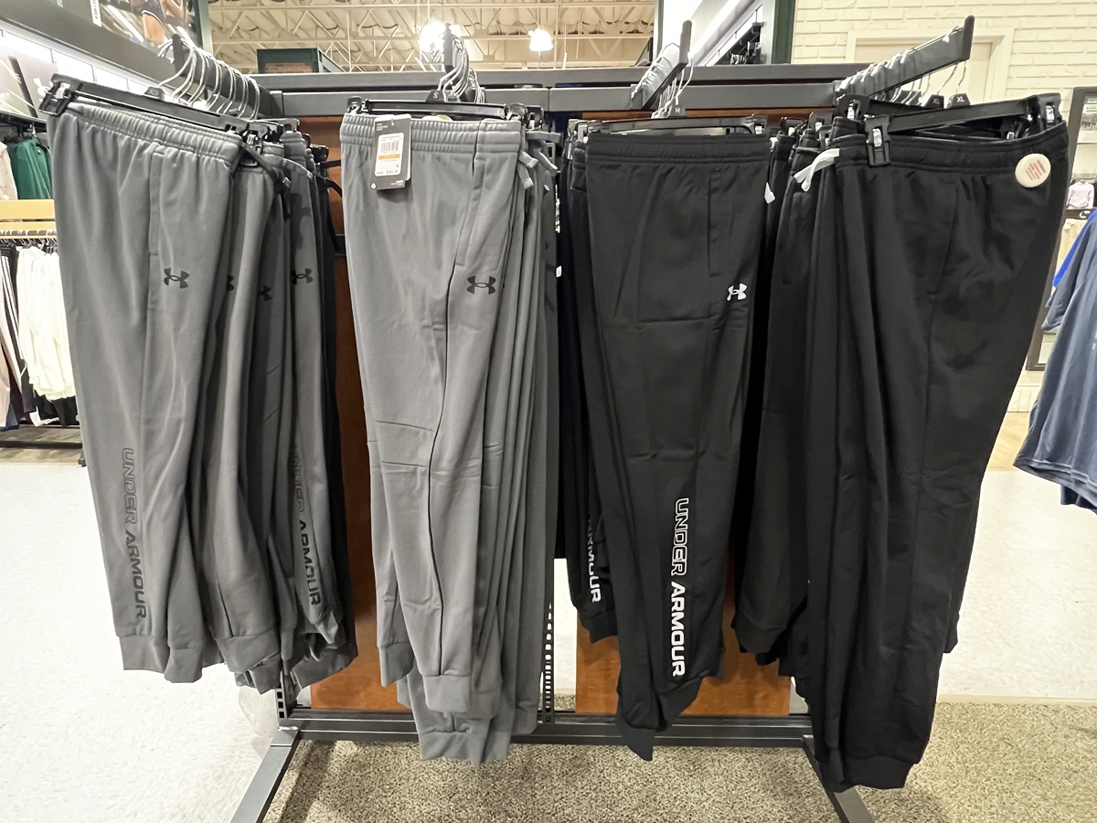 display of boys sweatpants in store