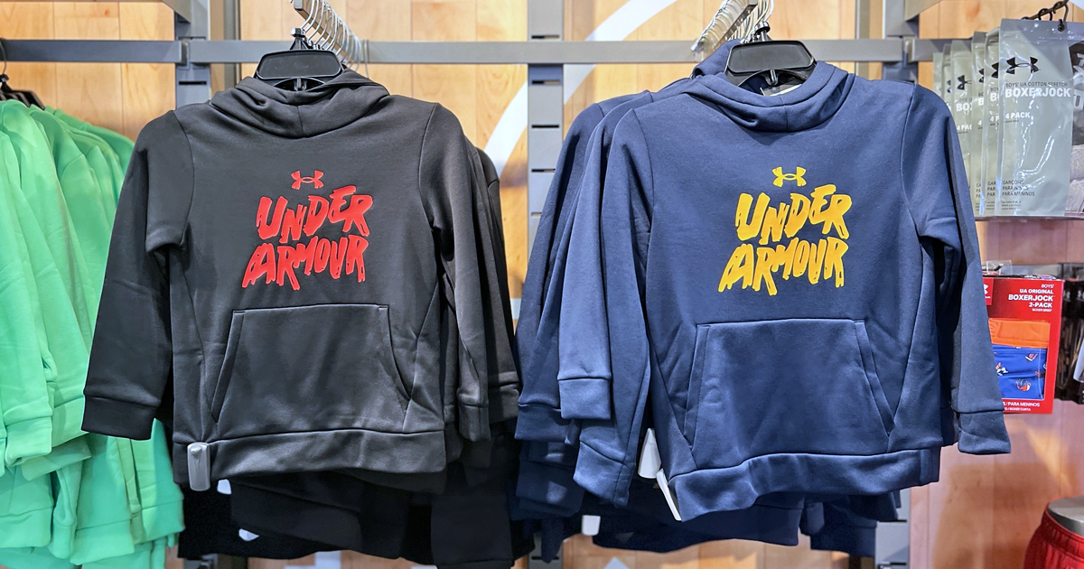 two under armour hoodies on display