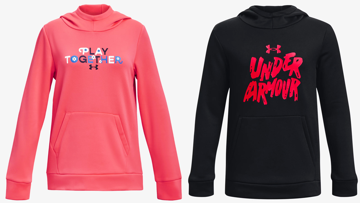 pink and black under armour hoodies