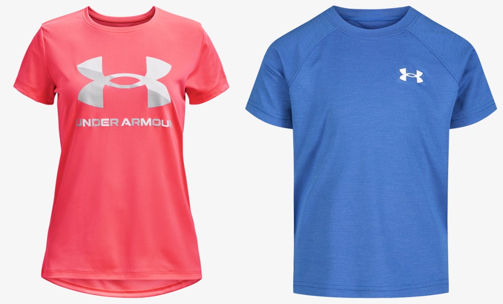 pink and blue under armour tops
