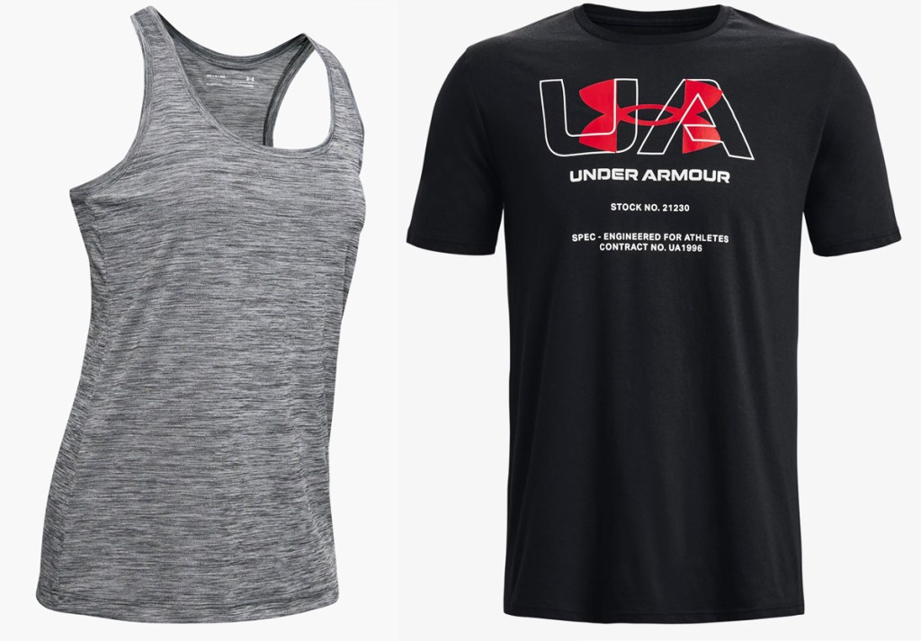 under armour tank top and graphic tee
