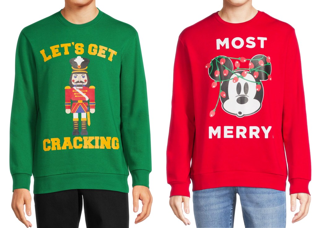 nutcracker and mickey mouse christmas sweatshirts
