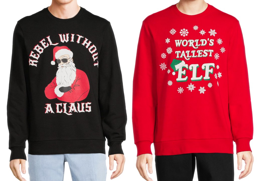 santa and elf christmas sweaters