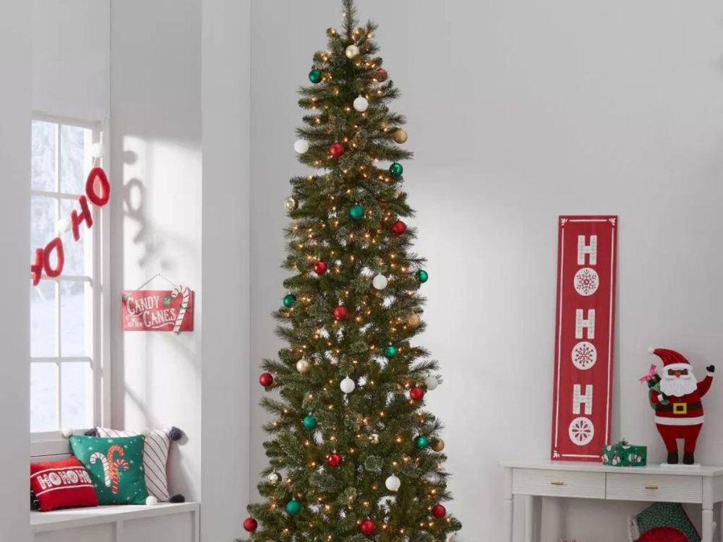 50% Off Target Christmas Trees | Wondershop 7' Slim Flocked Pre-Lit ...