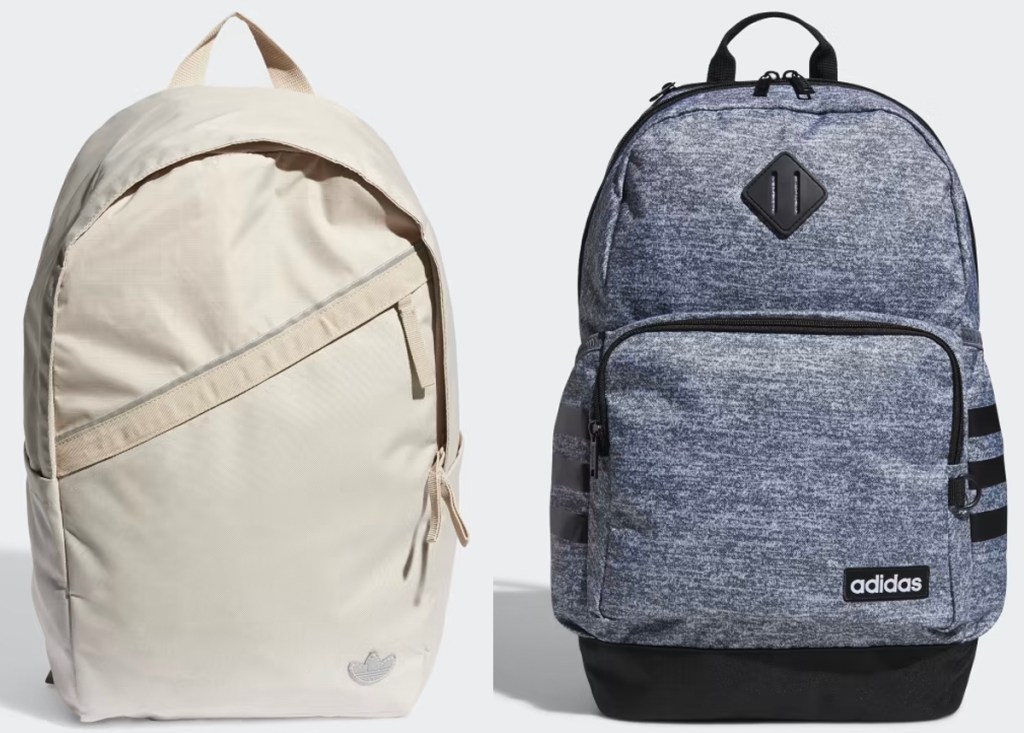 adidas beige and gray backpacks