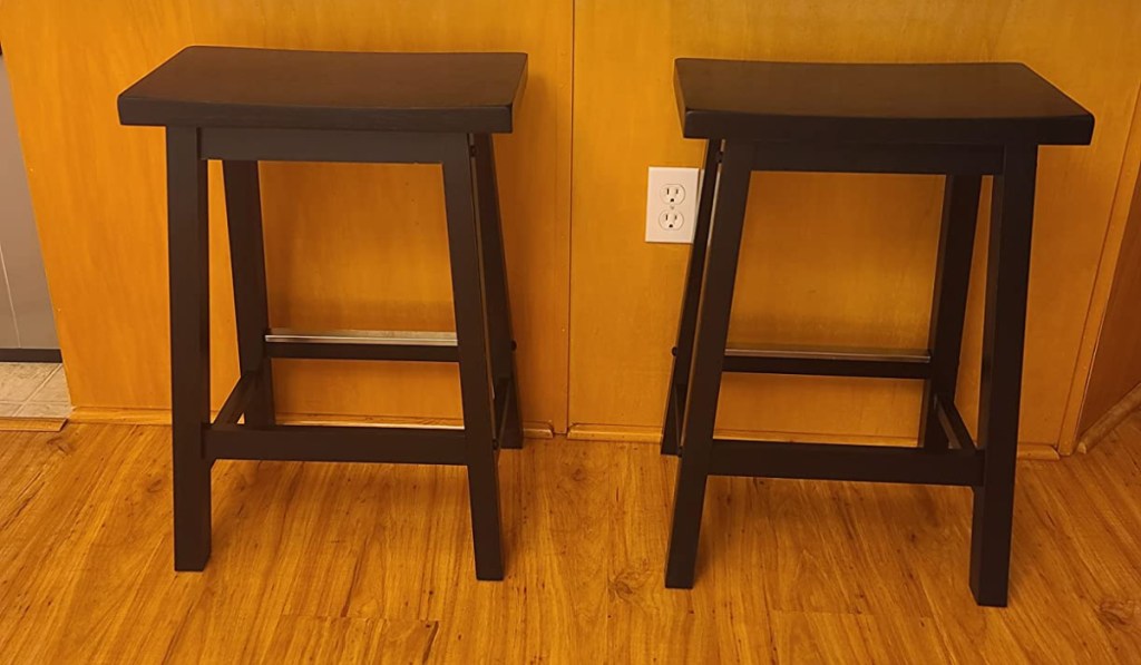 two walnut stools