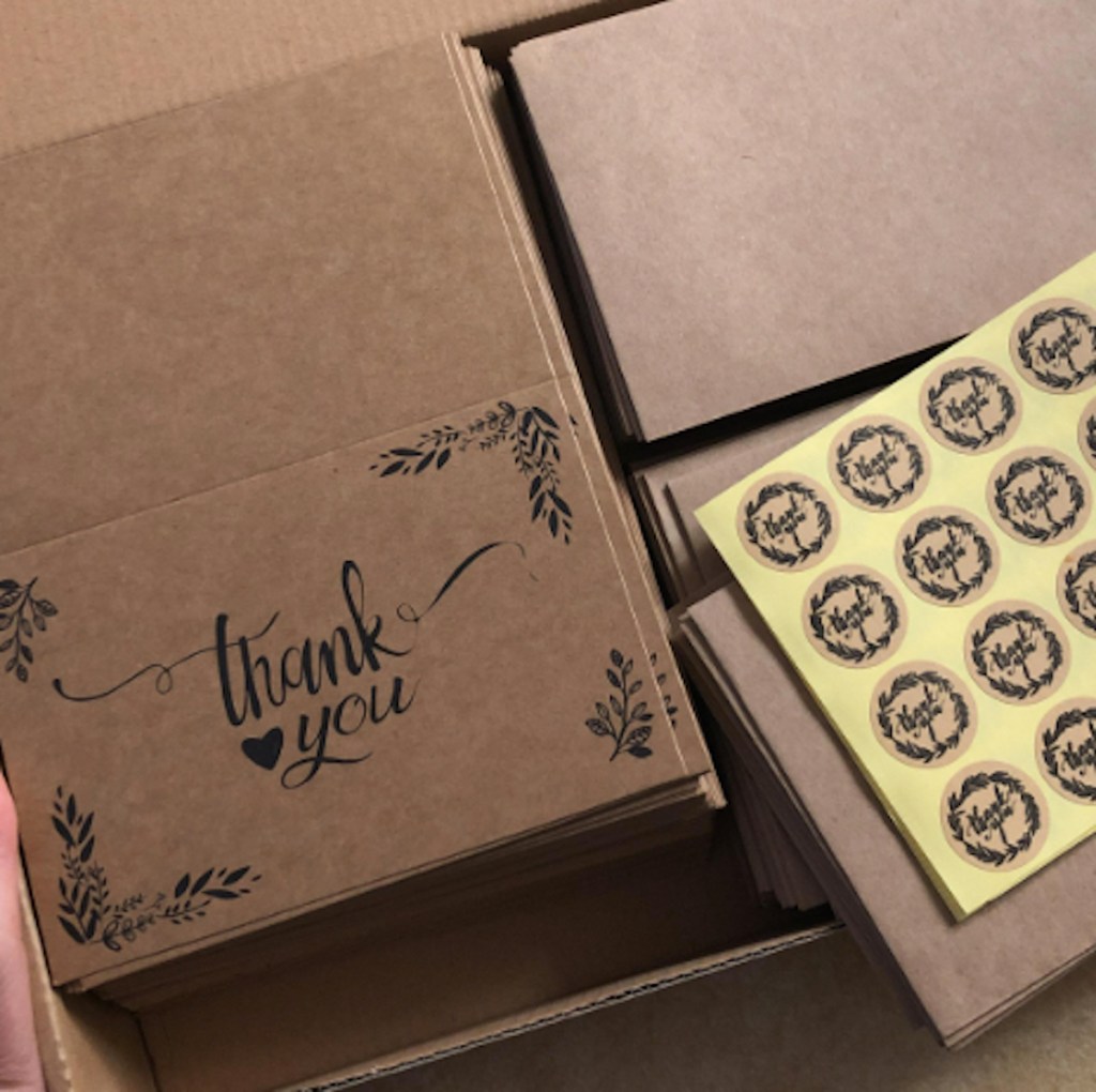 kraft brown paper thank you cards in box