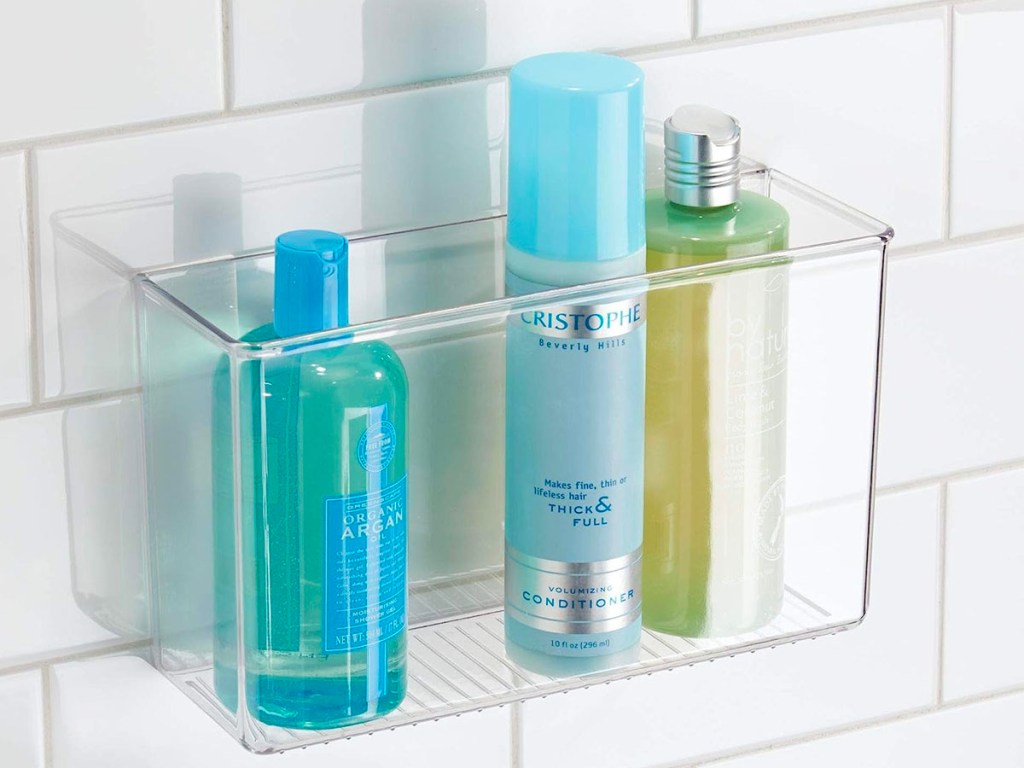 wall mounted organizer with bath products