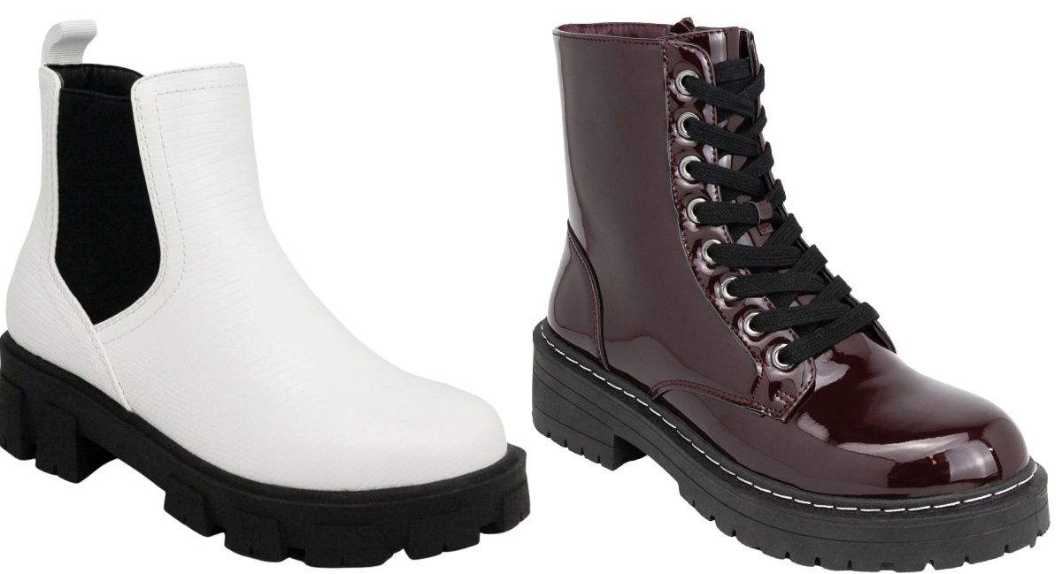two side by side stock images of belk boots