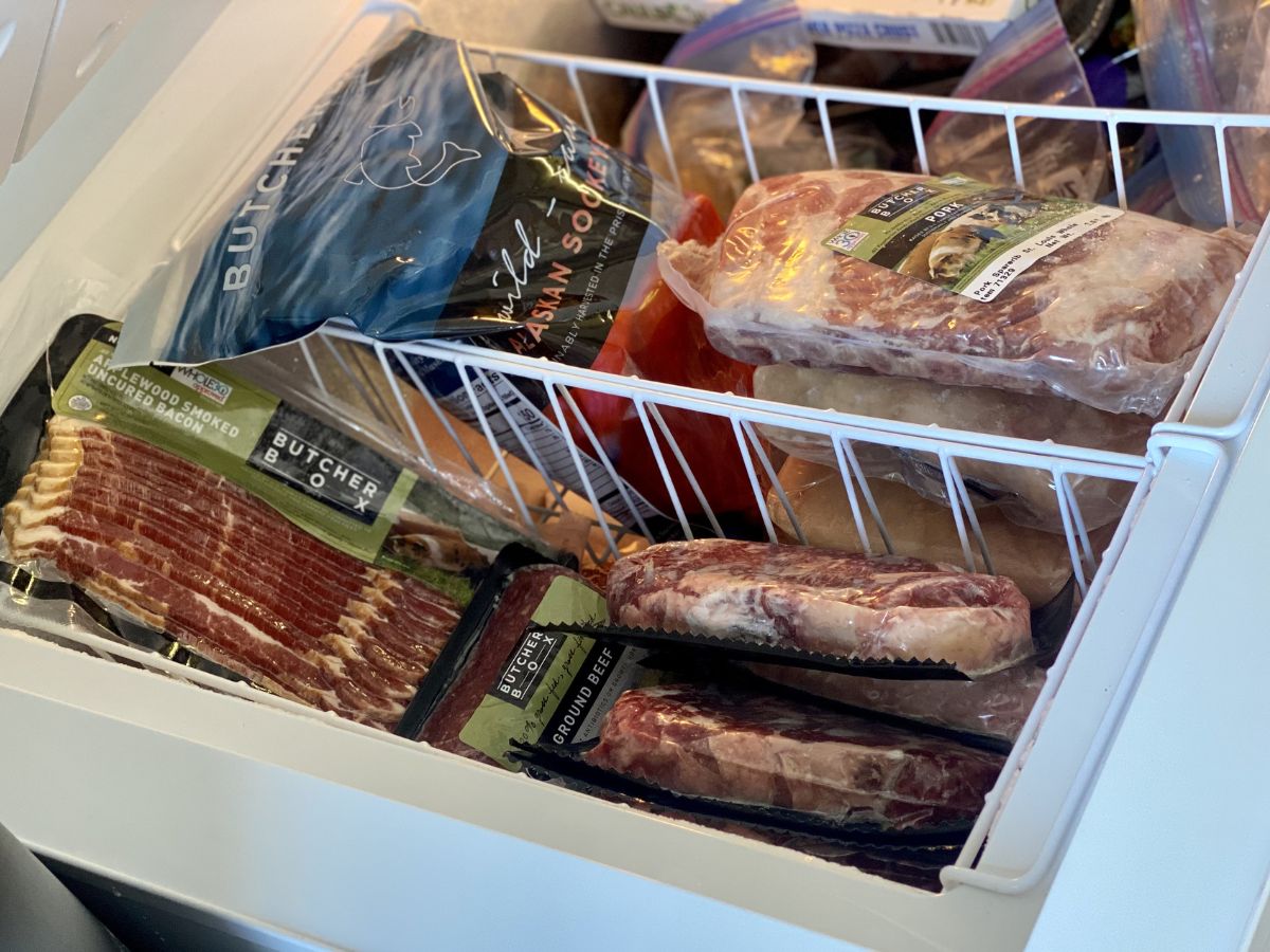 freezer filled with meat