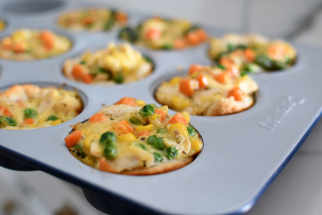 caraway muffin pan with chicken pot pies cooked