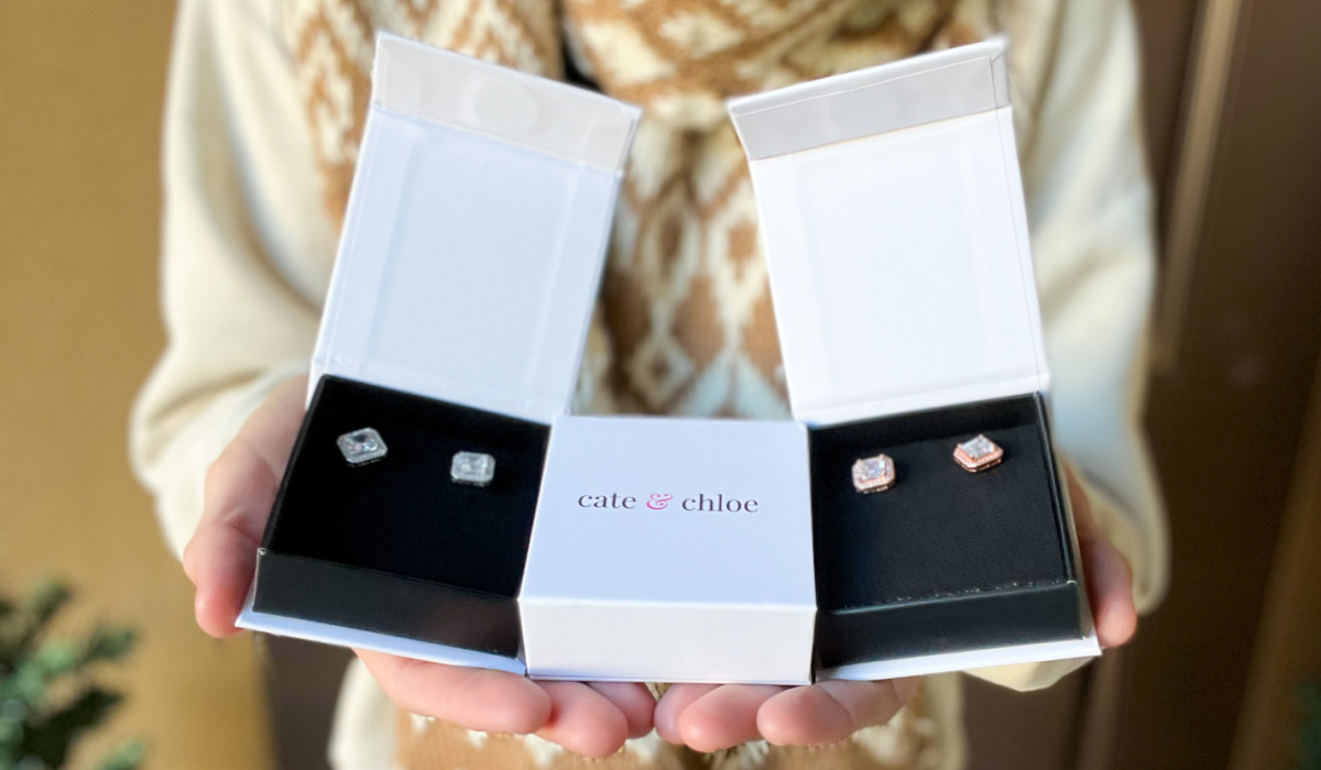 Cate & Chloe Princess Cut Halo Stud Earrings Only $16.80 Shipped (Easy Mother’s Day Gift)
