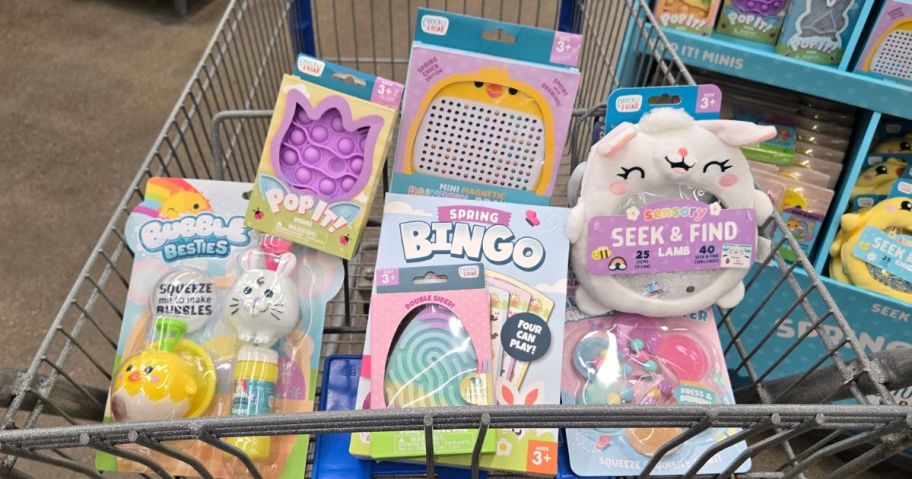 Chuckle & Roar Easter basket stuffers in cart in store