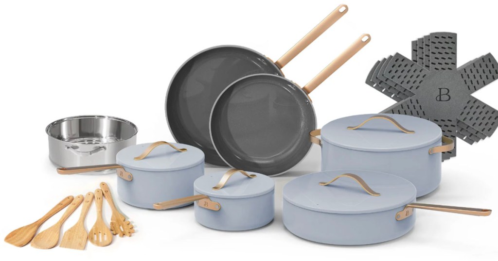Beautiful by Drew Barrymore 20Piece Cookware Set Just 119 Shipped on