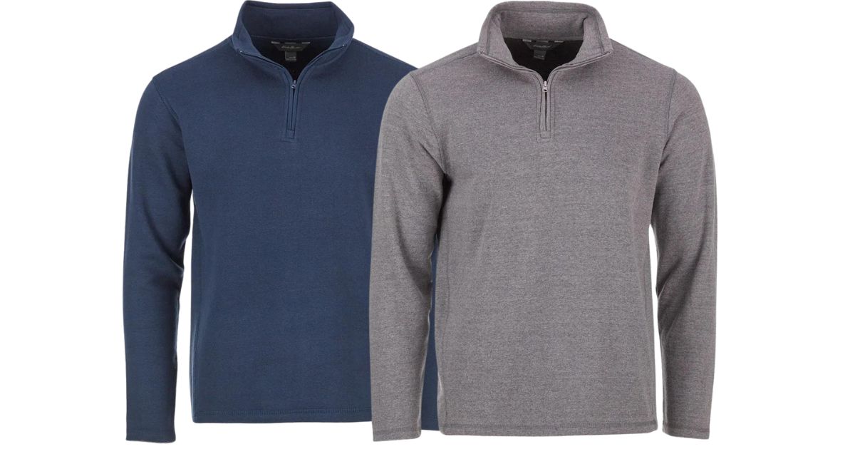 Machine Washable Eddie Bauer Men's Mixed Media Quarter Zip