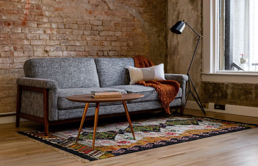 mid century modern gray mid century modern sleeper sofa in staged room