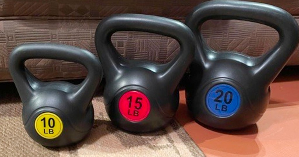 10, 15, and 20 kettlebell weights