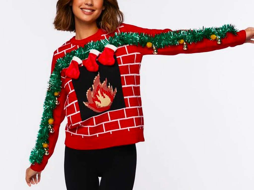 christmas fireplace sweater