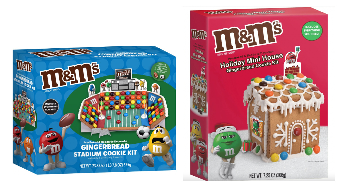 two M&M gingerbread cookies kits