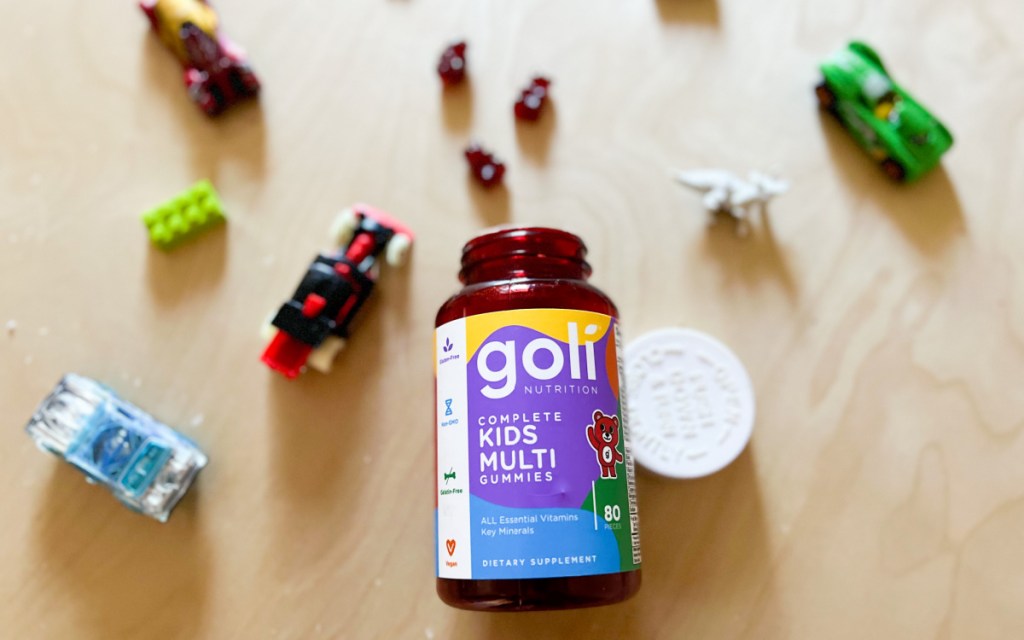 gummy vitamins next to toys