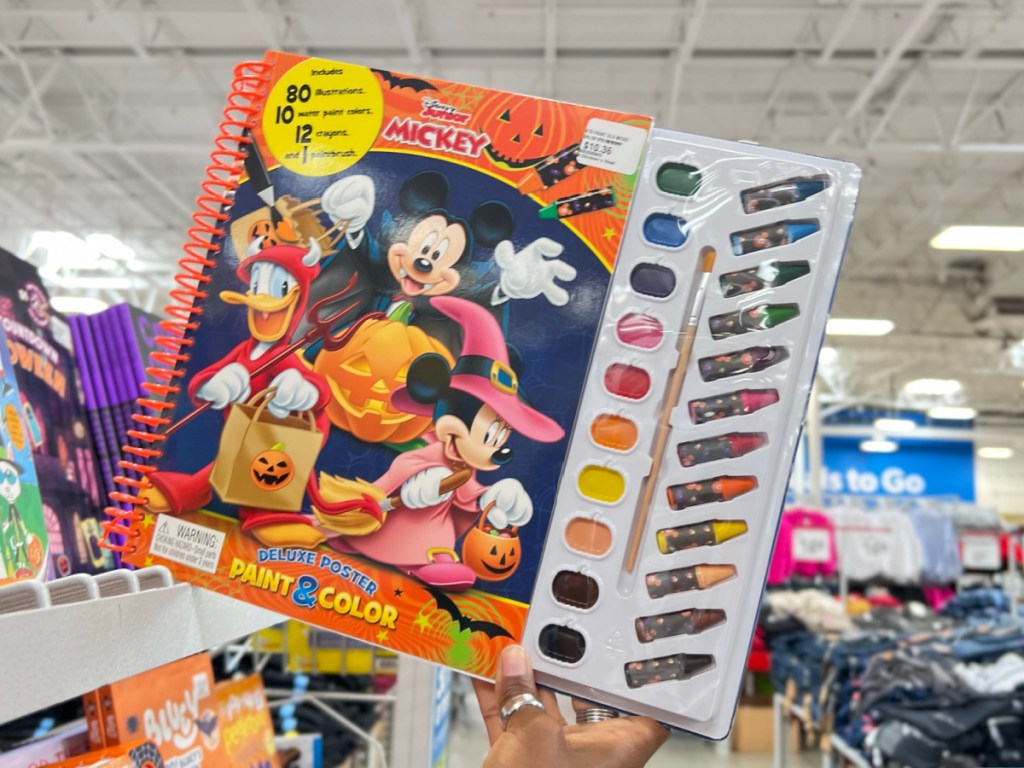 hand holding Poster Paint Deluxe Mickey Halloween at the sams store