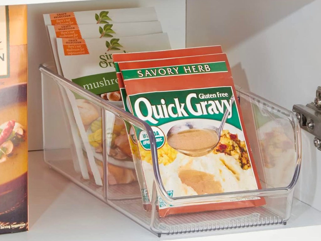 spice packet organizer in cabinet