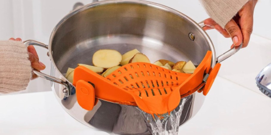 Adjustable Silicone Clip-On Strainer Only $10.49 on Amazon | Fits Pots, Pans, & Bowls