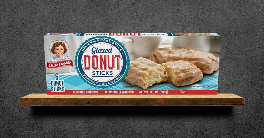 Little Debbie Donut Sticks 6-Pack box on shelf