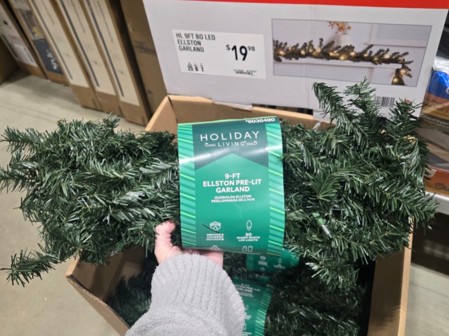 lowe's garland in hand