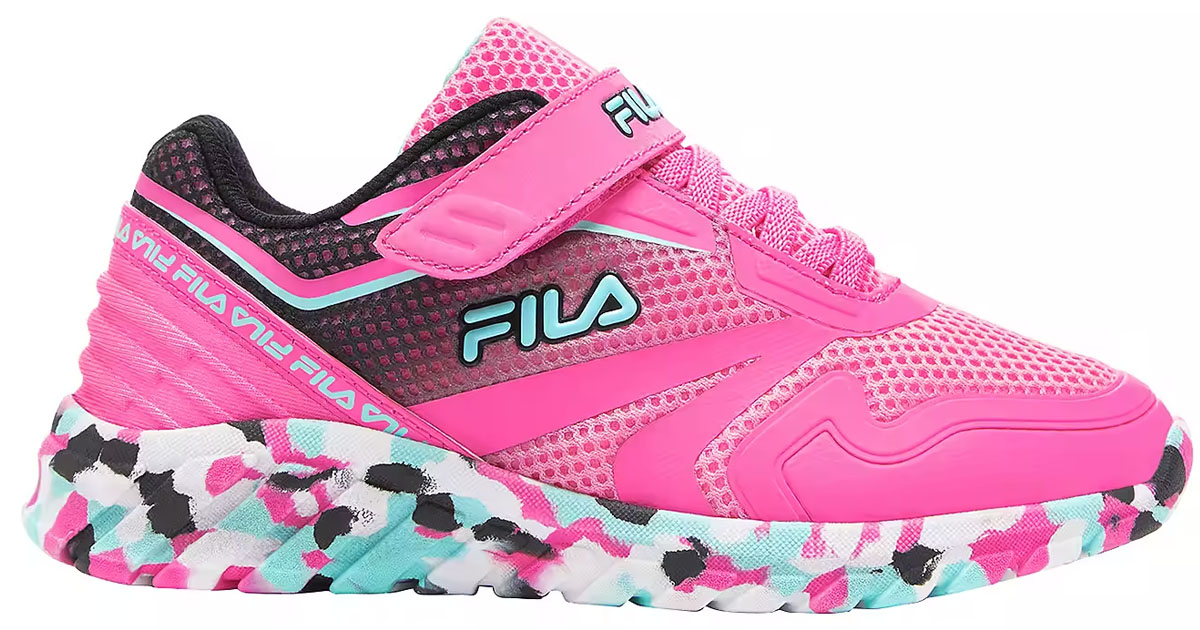pink and teal kids fila shoes