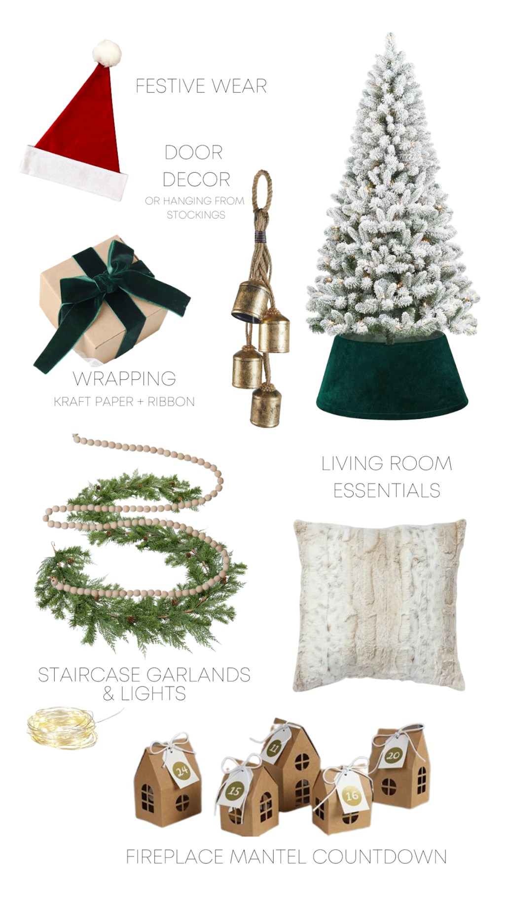 collage with white background and various walmart christmas decorations 