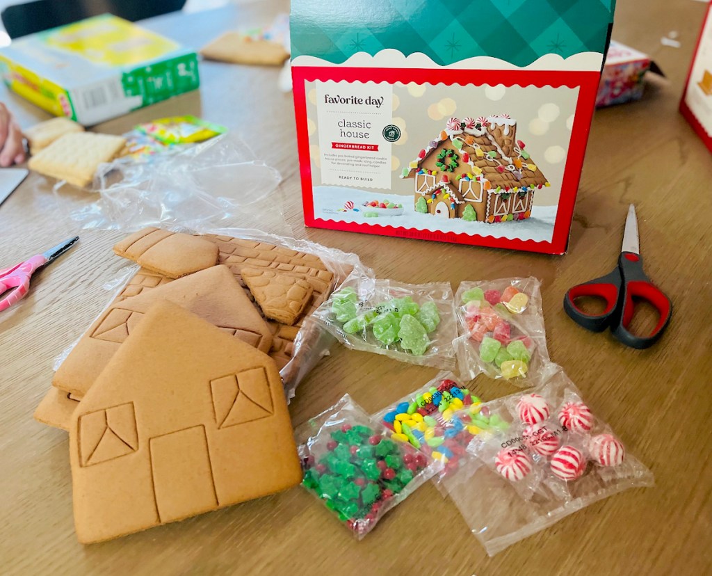 gingerbread house kit on table