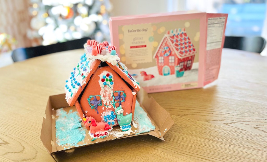 target favorite day glitter chateau gingerbread house on table