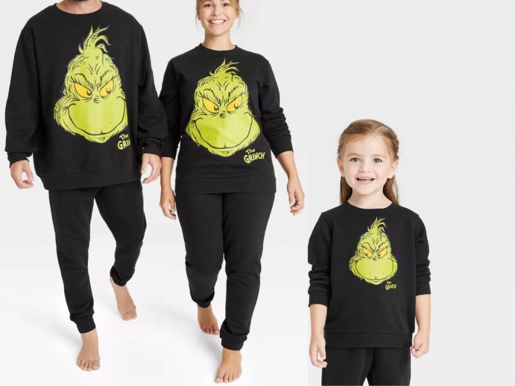 The Grinch Family matching fleece