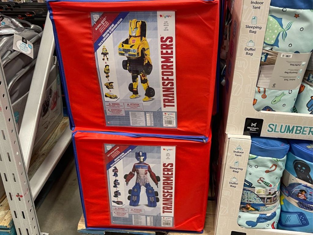 Transformers Bumblee and Optimus Prime Halloween costumes in package at store