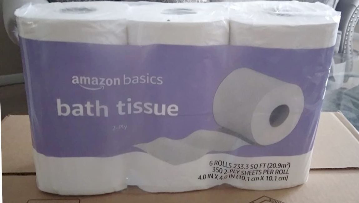 Amazon Basics toilet paper 6 roll package