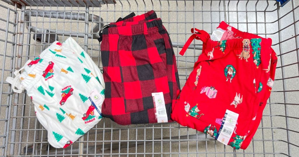 Christmas pajama pants in shopping cart