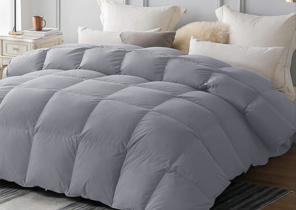grey quilted comforter