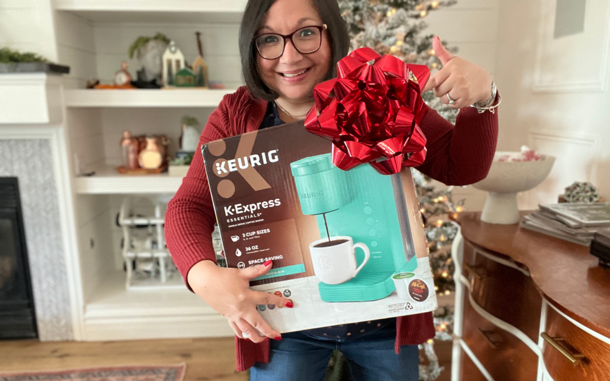 woman with keurig as a walmart gift idea