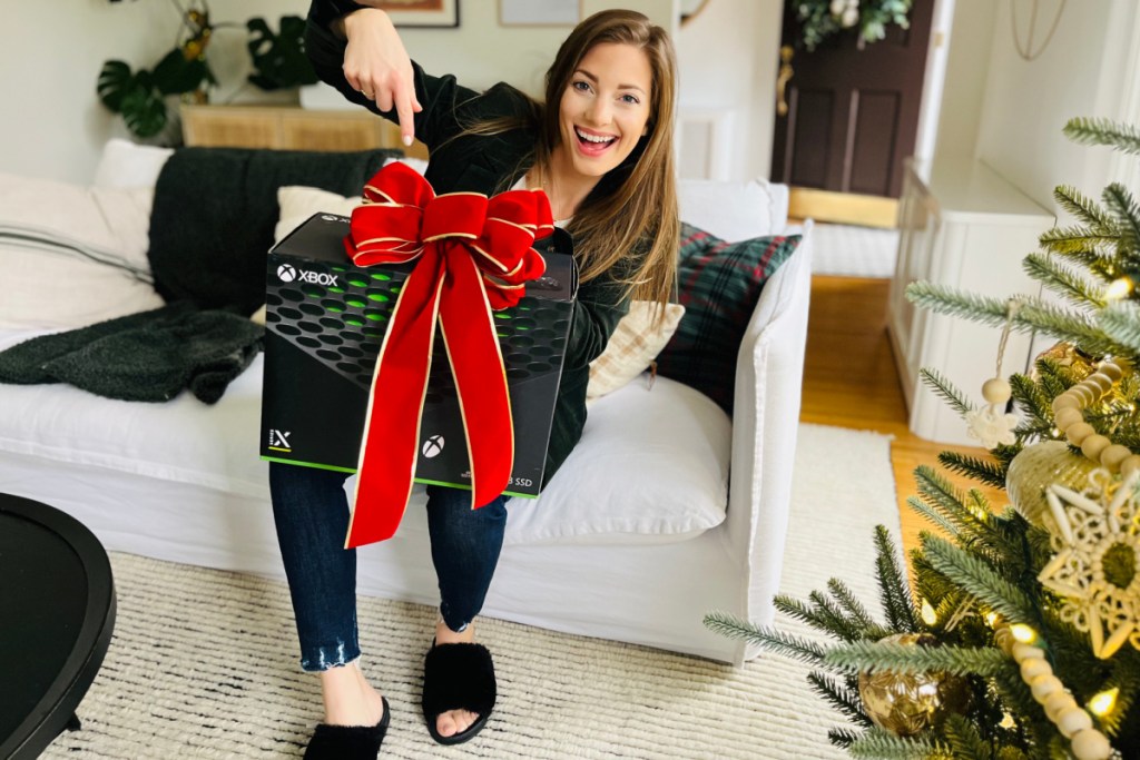 woman with xbox gift