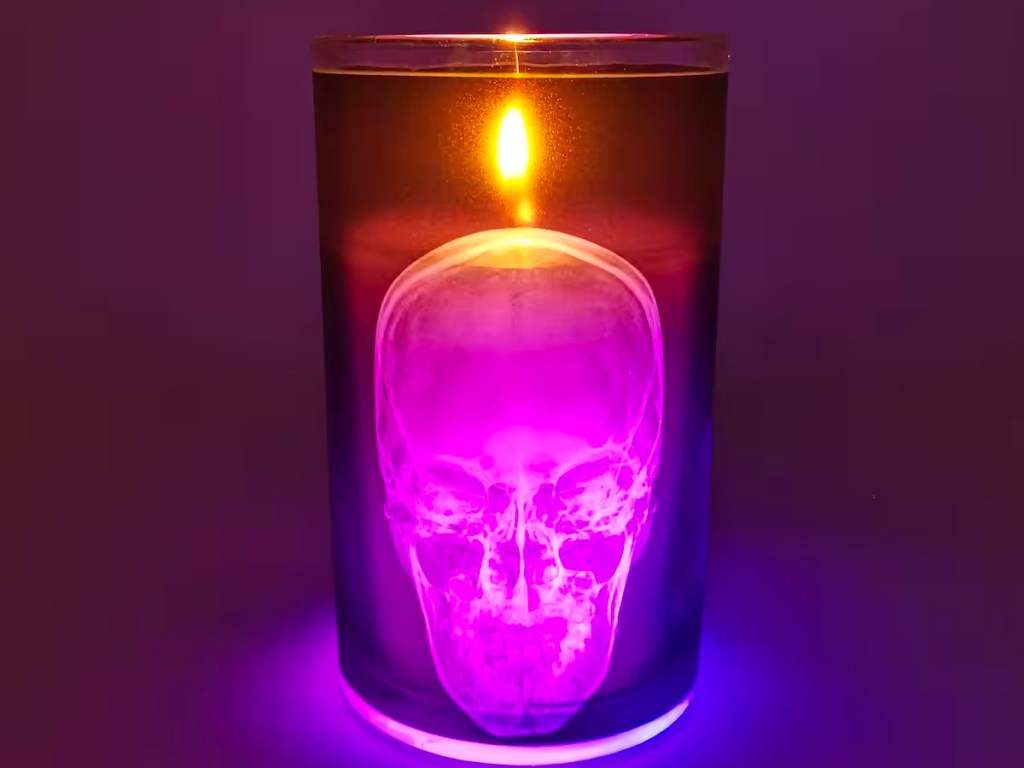 purple skull xray candle