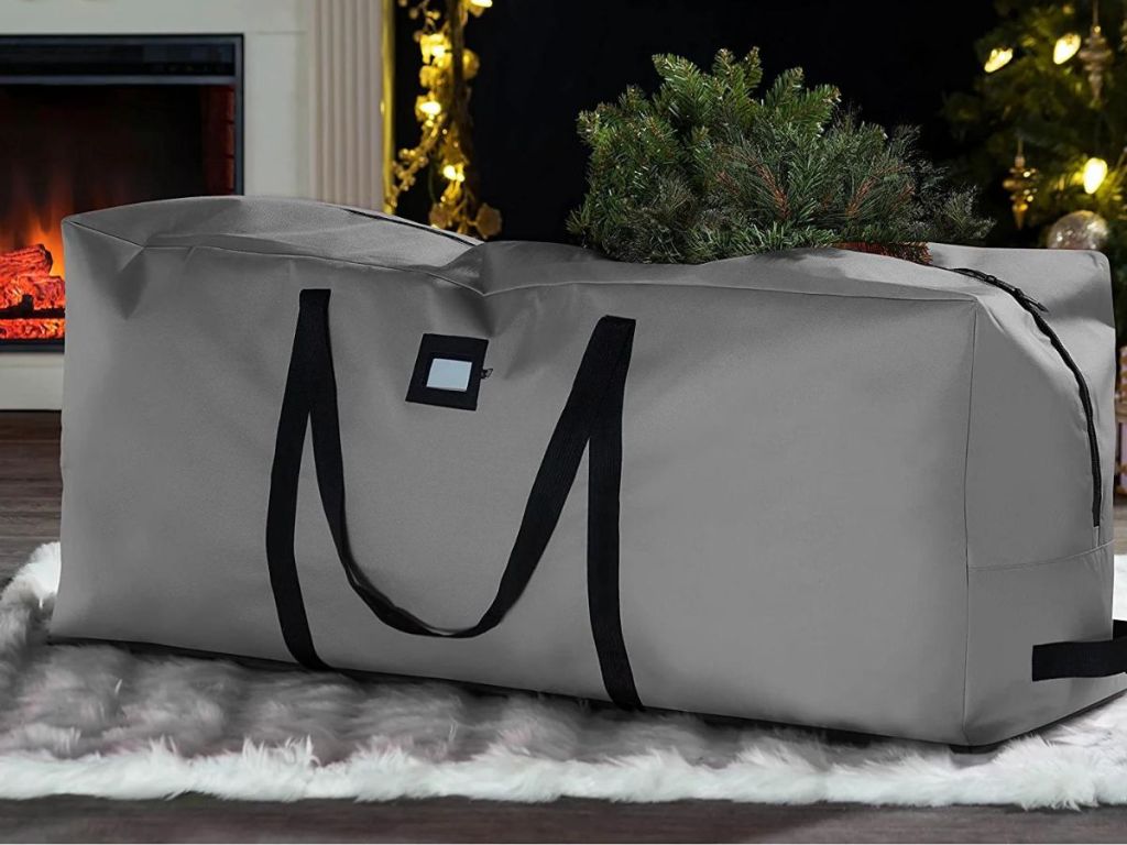 gray christmas tree storage bag