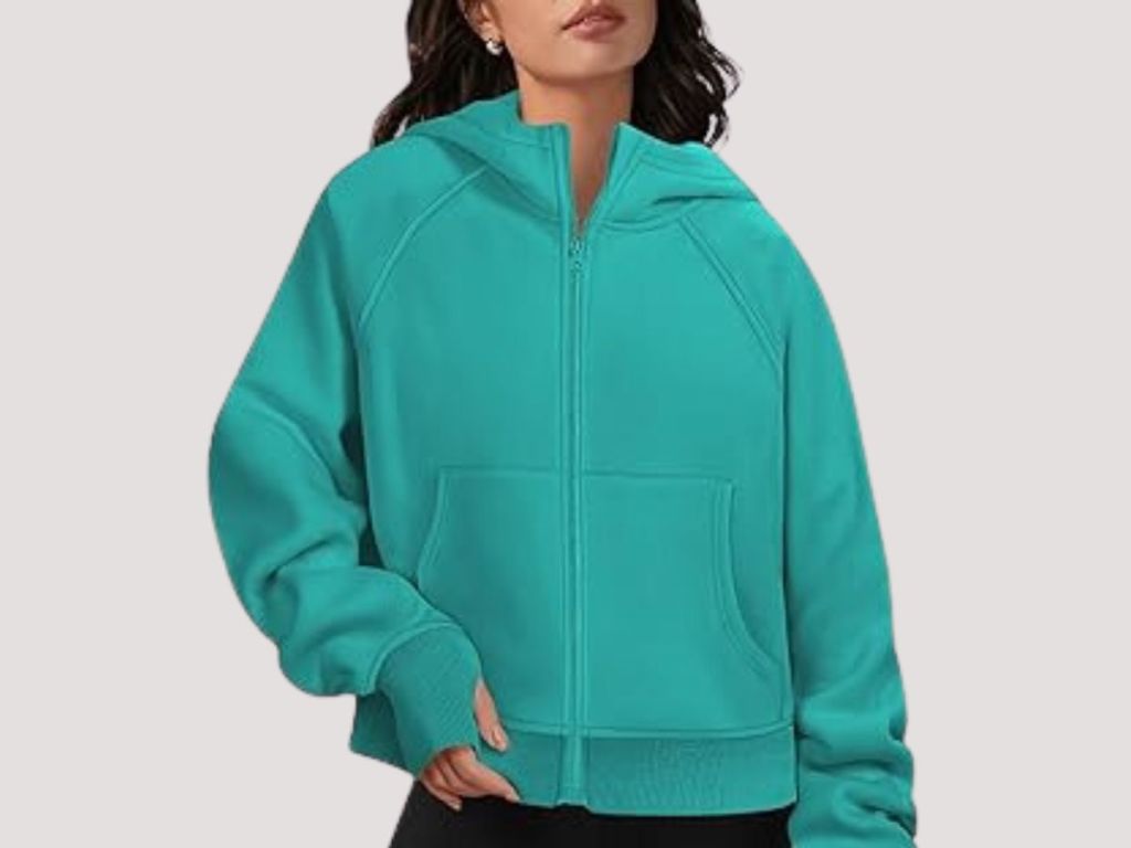 ATHMILE Women Zip Up Cropped Hoodies Fleece